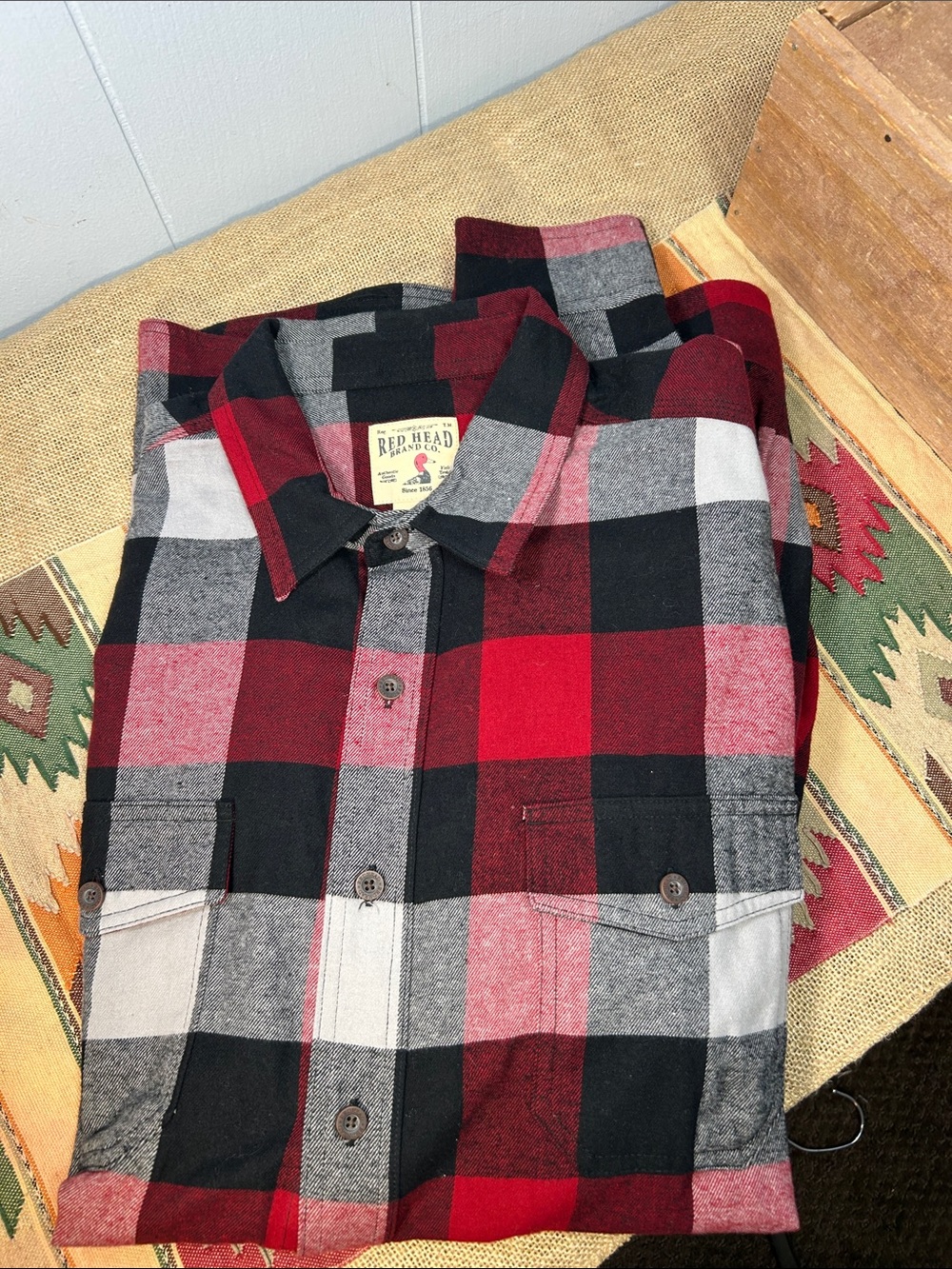RedHead Men's Red Black Gray Plaid Flannel Shirt